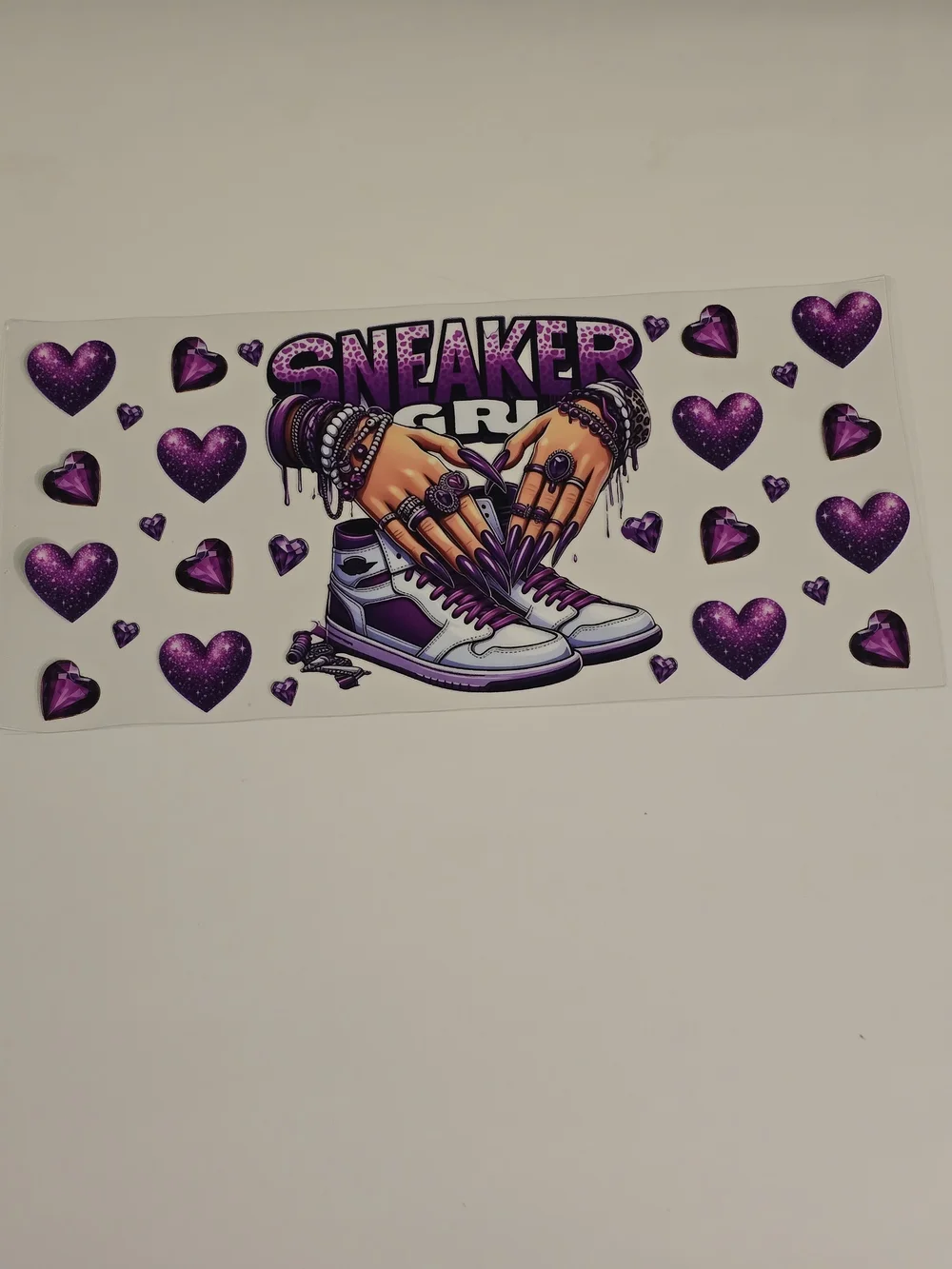 Sneaker Girl Heart UV DTF 16oz Cup Wrap Sticker Set